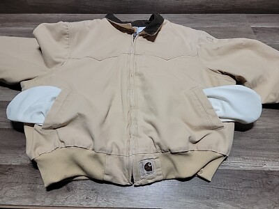 Vintage 90s Carhartt Santa Fe Canvas Jacket Mens XL Tan Lined Full