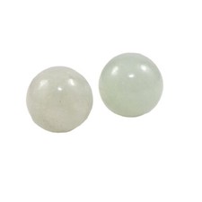 Solid 14K Yellow Gold Green Jade 8mm Ball Post Stud Earrings