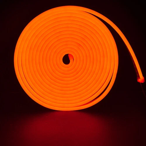 12V Orange Waterproof LED Neon Rope Strip Lights Silicone Tube for Room Sign Car