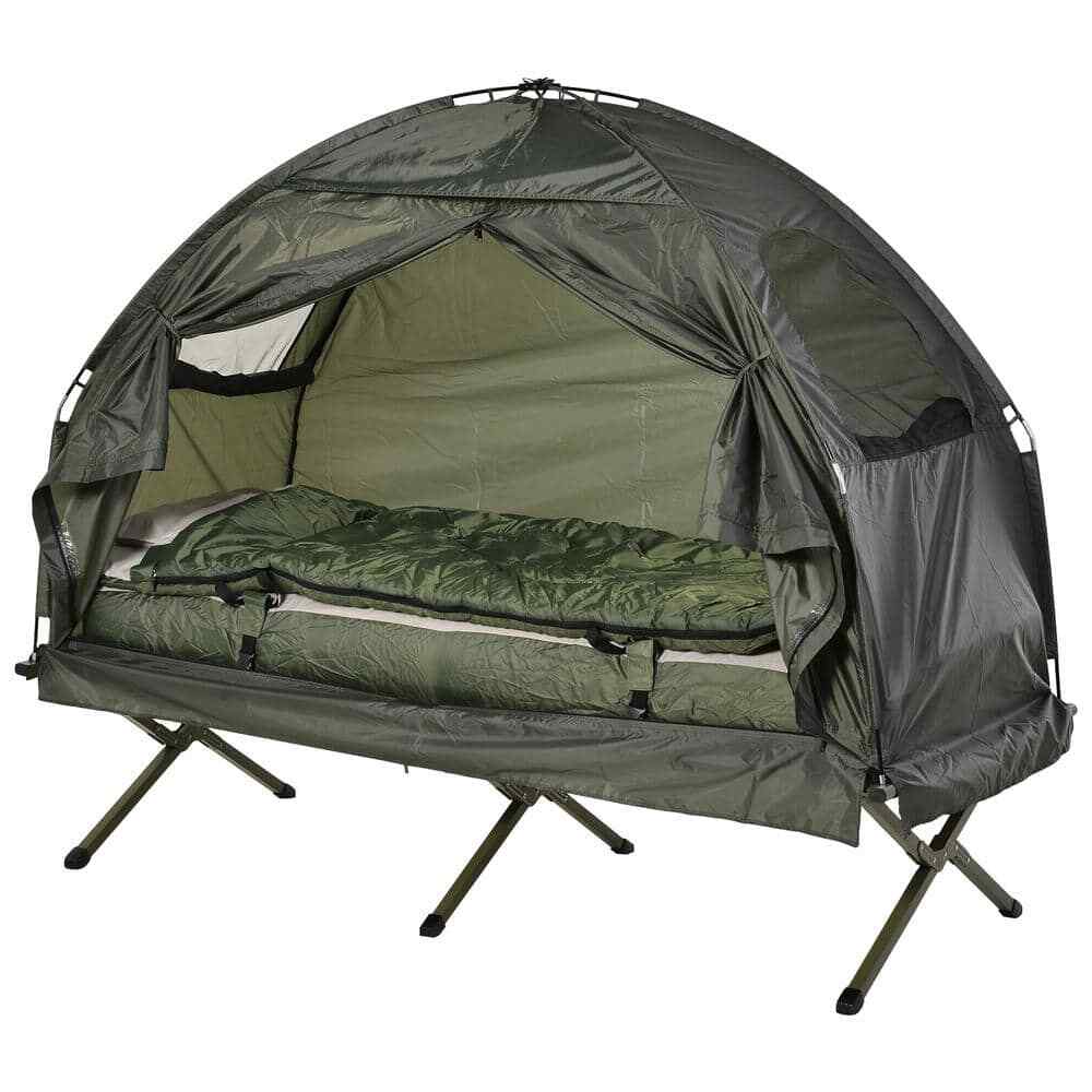 Night Cat Person Cot Tent Outsunny All-in-One Folding Camping Cots