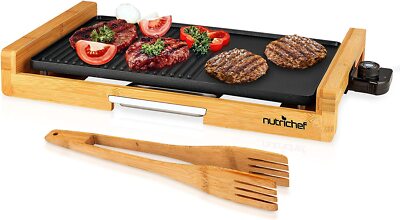 Nutrichef NCEGB50 Smokeless Detachable Electric Smokeless Indoor Grill/Griddle