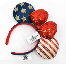 Bow Minnie Ears Stars American Flag Disney Pa...
