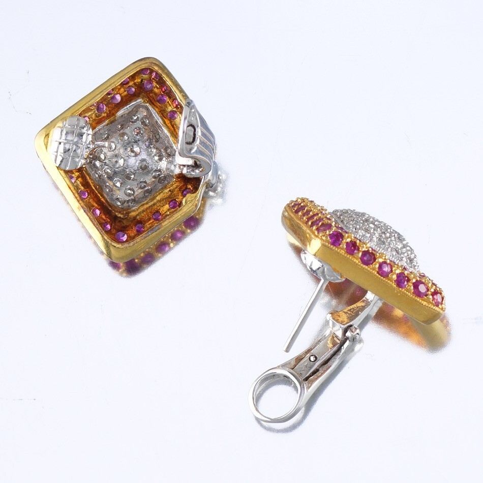 18K ﻿Ruby and Diamond Convertible Back Earrings - image 4