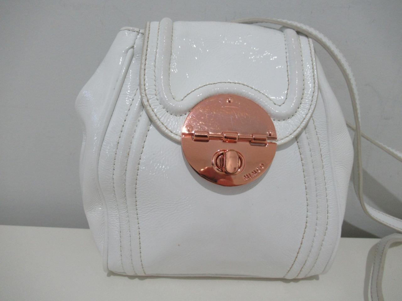 MIMCO Ladies BAG Cross Body Shoulder White Patent Genuine LEATHER Rose