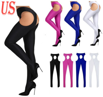 Women's Stretchy Pantyhose Hollow Out Stockings High Waist Crotchless Hosiery
