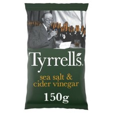 Tyrrells Sea Salt & Cider Vinegar Sharing Crisps 150g - Pack of 8