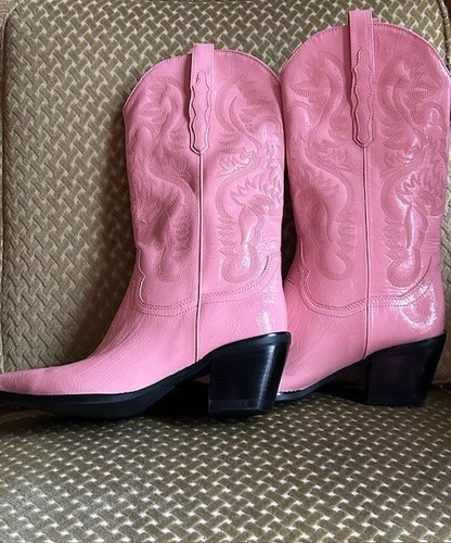 Free People Jeffrey Campbell Dagget Pink Patent Leather Western Boots NEW 9.5 - Picture 19 of 24