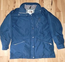 Vtg. North Face Brown Label Down Puffer Jacket Women's Large USA MADE Blue