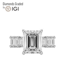 IGI 12.00 CT E VVS2 Emerald Cut Lab Grown Diamond Engagement Ring Platinum 900