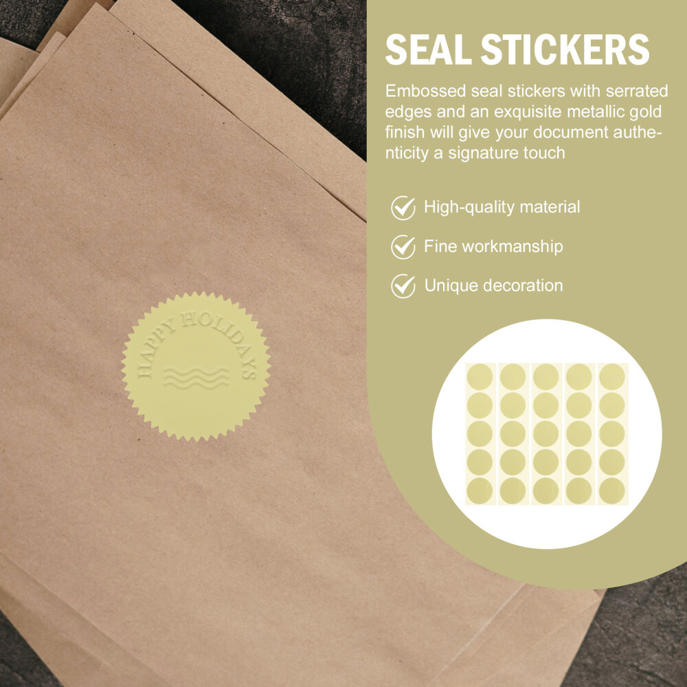 2 Pack Envelope Certificate Sticker Glossy Gold Seal Labels Embossed