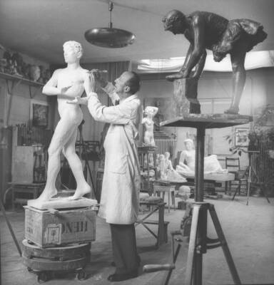 Hermann Hubacher sculptor 1955 Switzerland Historic Old Photo