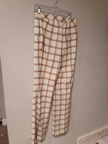 Pearl By Lea Rose Chestnut Oversized Plaid Ruthie Pants Size 6 - Picture 2 of 6