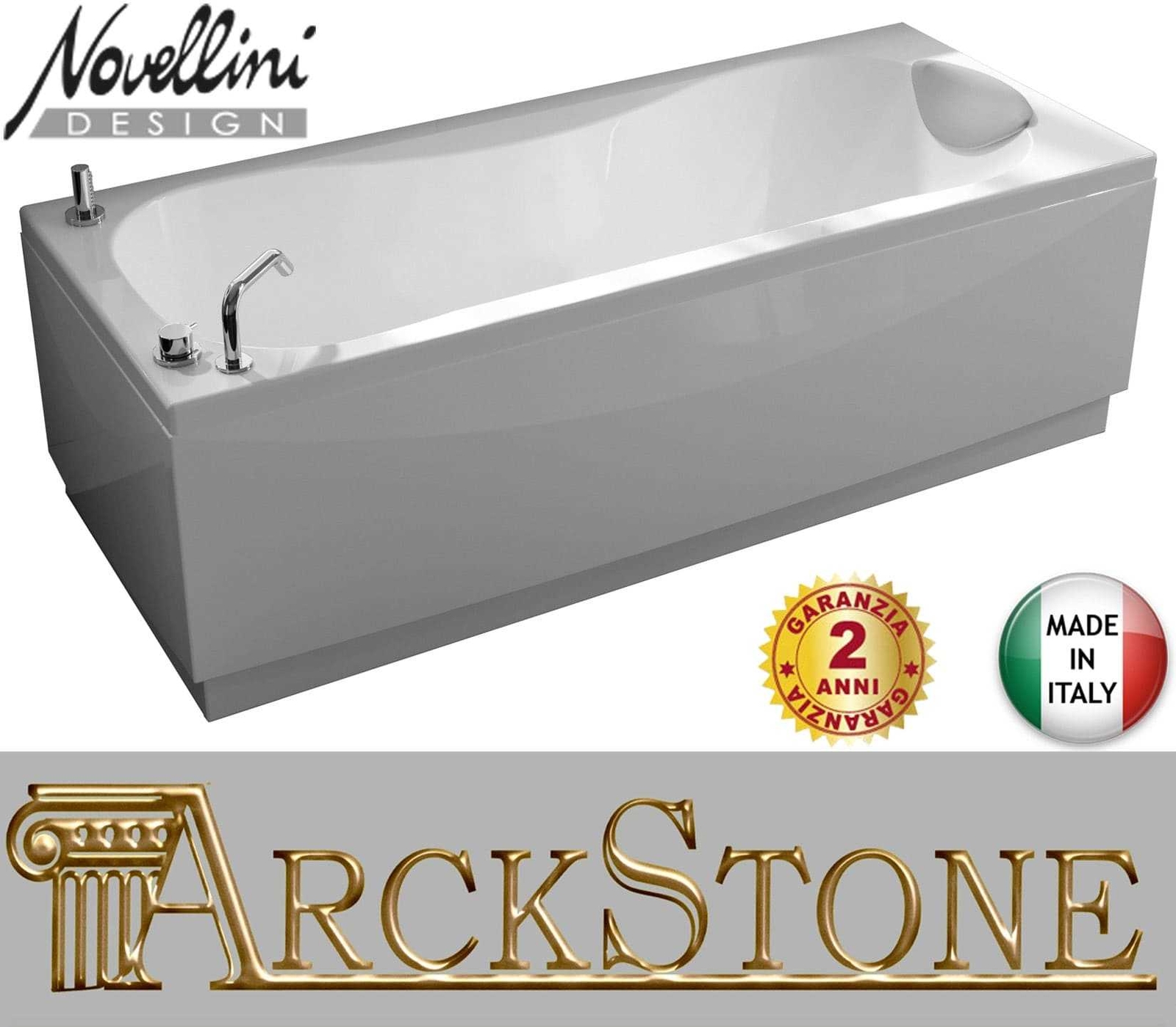 Novellini Calypso Standard Telaio Vasca Bagno 170x80 cm 2 Pannelli Rubinetteria