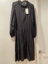 Isabel Marant Etoile Black Odea Pintuck Midi Dress Size 44