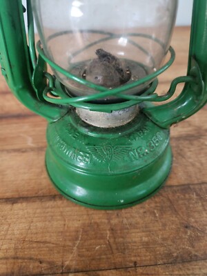 Vintage Lantern Kerosine Small Green Lamp Wingedwheel 7 1/4 ln