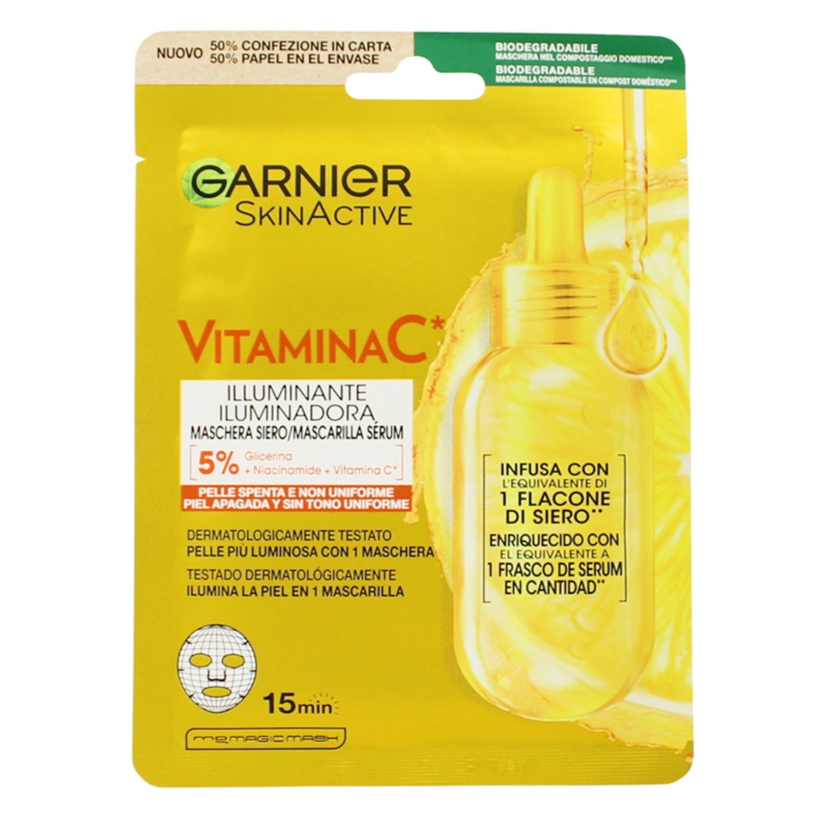 GARNIER SKINACTIVE MASCHERA VISO VITAMINA C IN TESSUTO ILLUMINANTE