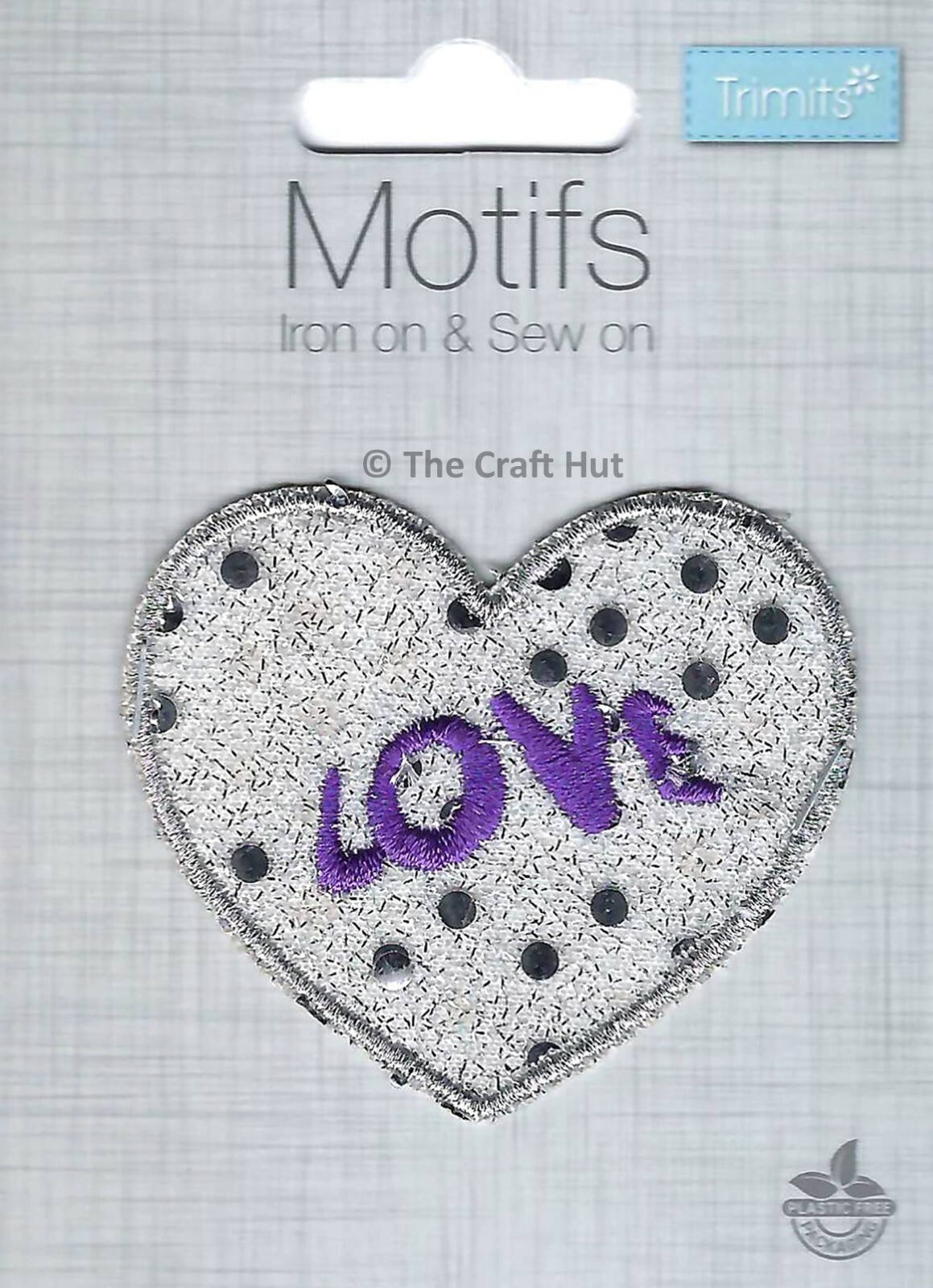 Sewing Iron or Sew On Motif Trimits Patch Silver Sequin Heart Love CFM2\053 New