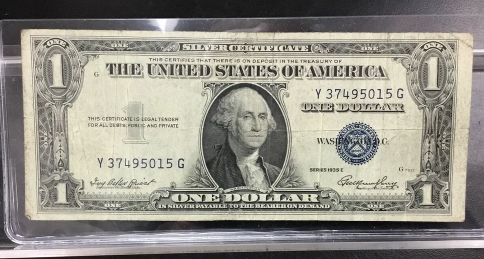 1935 $1 Silver Certificate Misaligned Error Off Center Reverse No Motto Variety - Image 2 of 4