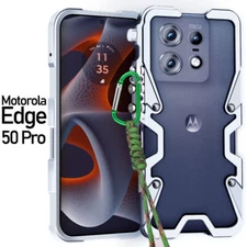 For MOTOROLA EDGE 50 PRO Case Rock Punk Style Metal Phone border Bumper Frame