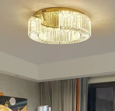 Remote LED K9 Crystal Ceiling living room Chandelier Luxury Bedroom Light Lamp