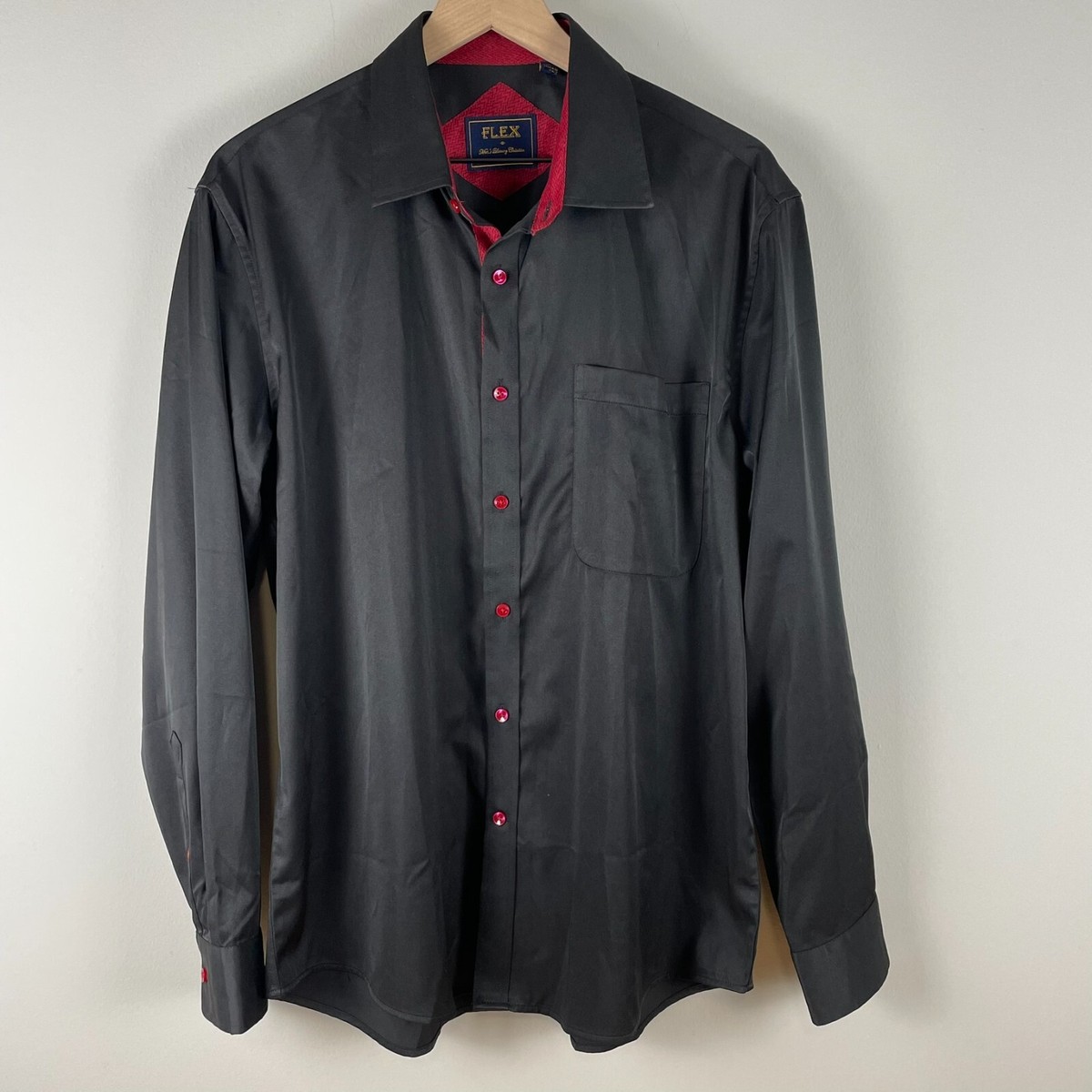 Design in Italy FLEX L long sleeve shirt mens Black w/ red`trim