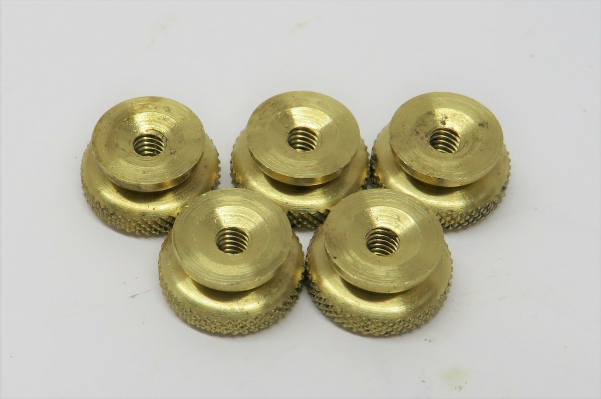 5 brass spark plug thumb nuts 8/32 thread 7/16 OD Gas Engine Hit