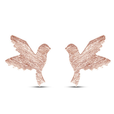 Doting Birds in Flight 14K Rose Gold Plated Silver Stud Earrings For Women's