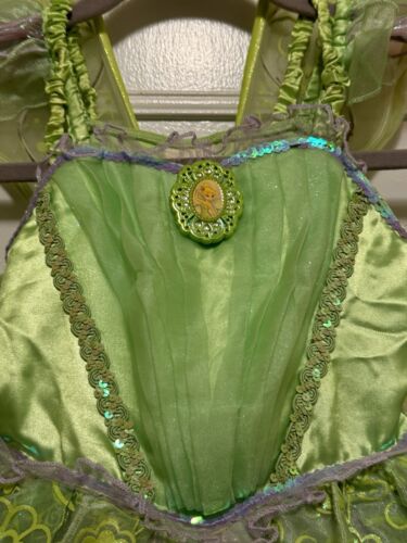 Disney Tinkerbell Costume Green Tulle Multi Layer Dress W Lightup Wings Size 5/6 - Picture 3 of 9
