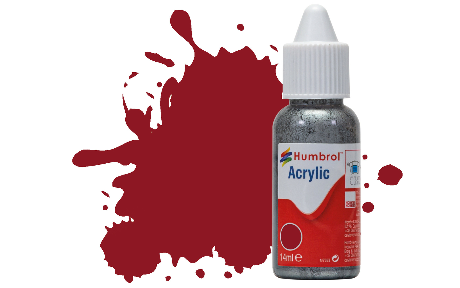 Humbrol DB0020 No.20 Crimson Gloss 14ml Acrylic Paint Dropper Bottle