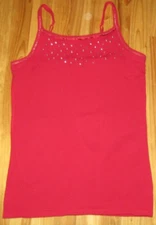 SO Girls 14 Red Cotton Adj Straps Embellished Cami Tank Top Great Preowned  CUTE