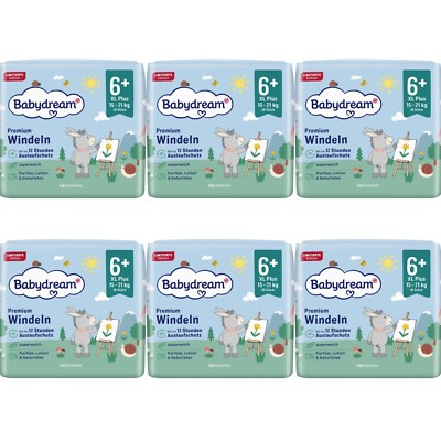 6 x 30 Windeln | Babydream Premium Windeln Größe 6+ XL Plus 15 - 21 kg flexibel