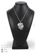 Rottweiler 2 - silver plated necklace with a dog on silver chain, Art Dog USA