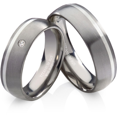 Eheringe Trauringe Titan Silber echtem Diamant Verlobungsringe Lasergravur TDB16