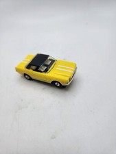 Vintage Yellow With White Stripes Ford Mustang Slot Car Tjet Chassis