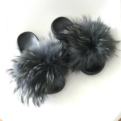 real racoon fur slides