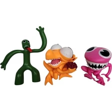 Phatmojo Rainbow Friends Figures Lot of 3 Green Orange Pink Collectible Toys