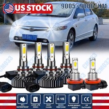 For Honda Civic 2006 2007-2013 Led Headlight High Low Fog Light Bulbs Combo 6pc