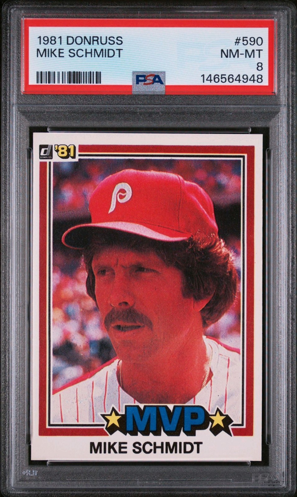 1981 DONRUSS #590 MIKE SCHMIDT MVP PSA 8 PHILADELPHIA PHILLIES *FRESHLY GRADED*