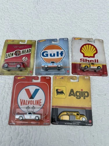 Hot Wheels 2020 Vintage Fuel & Oil Complete Set 5 Lion Head Gulf Shell Agip Gulf