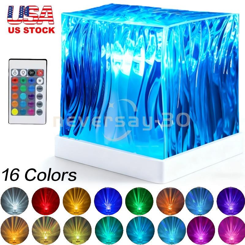 Ocean Wave Aurora Projector Lamp 16 Colors LED Night Light Bedroom Rechargeable