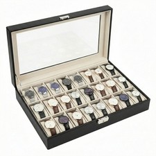 Uhrenbox Uhrenkoffer PU Leder für 24 Uhren Uhrenschatulle Uhrenkasten Uhrentruhe