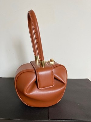 Designer Unbranded Brown Faux Leather Folded Top Handle Bag