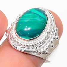 Green Malachite Gemstone 925 Sterling Silver Jewelry All Size Ring For Gift
