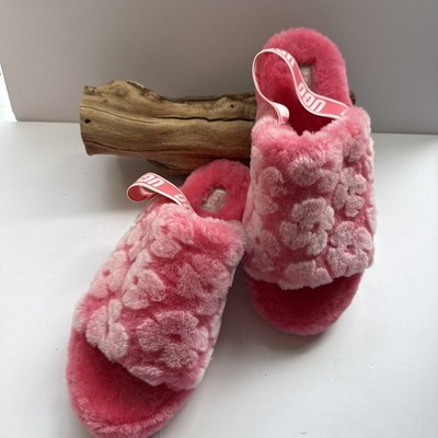 UGG FLUFF YEAH POPPY SLIDE SHEEPSKIN SHOES SLIPPERS SANDALS SIZE 11 WOMEN
