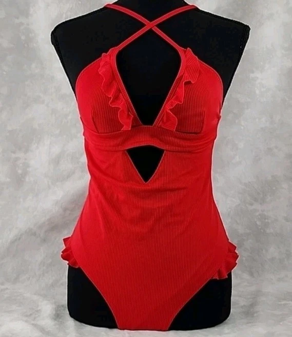 Traje de baño rojo de una pieza talla mediana Foto 4 de 4