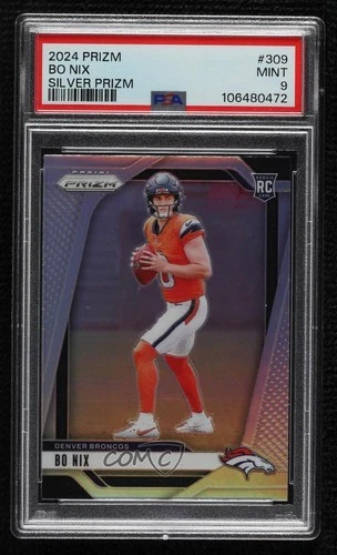 2024 Panini Prizm Rookies Silver Prizm Bo Nix #309 PSA 9 MINT Rookie RC