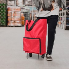 Foldable Collapsible Trolley Bag with Wheels Shopping Cart Bag for Shopping