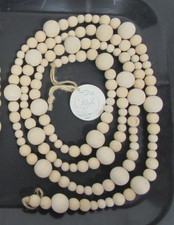 7ft Natural Wooden Natural Bead Garland Farm House Boho Wood  Jute