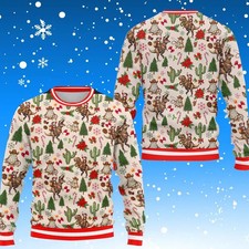 Western Cowboy Christmas Ugly Sweater Holiday Cactus Pattern Unisex S  5XL