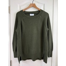 Old Navy Women s Large Olive Green Stitchy Bateau Sweater Pullover Side Slit
